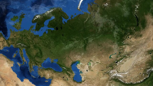 Cinematic 3D Earth Globe Orbital Zoom into Tatarstan Region, Russia Borders