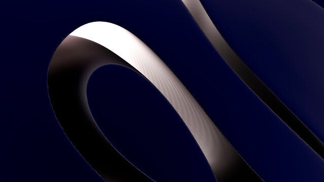 Abstract dark blue curved loop with white highlights