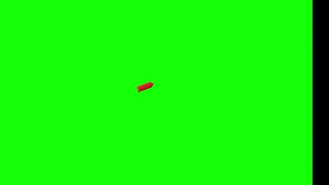 Bullet projectile element hovers over a bright green chroma key background for video visual effects.