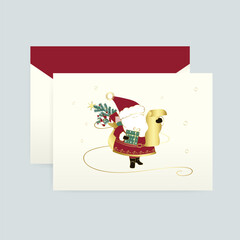 Naklejka premium Santa Claus on a Christmas card vector