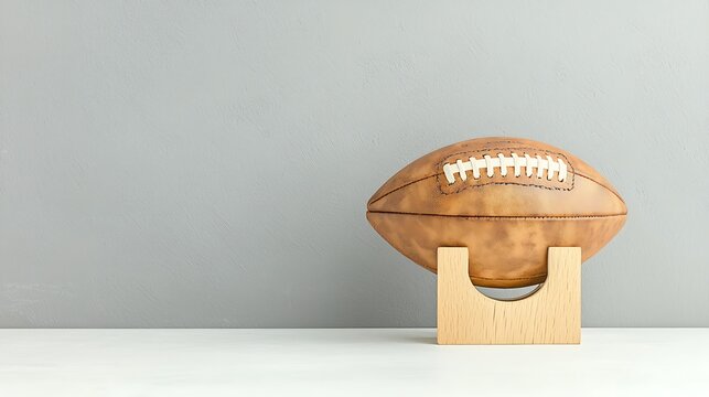 Vintage football on a wooden stand