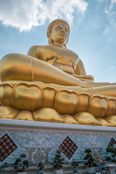 Scenery of the Buddha statue at Wat Paknam in Bangkok, Thailand
