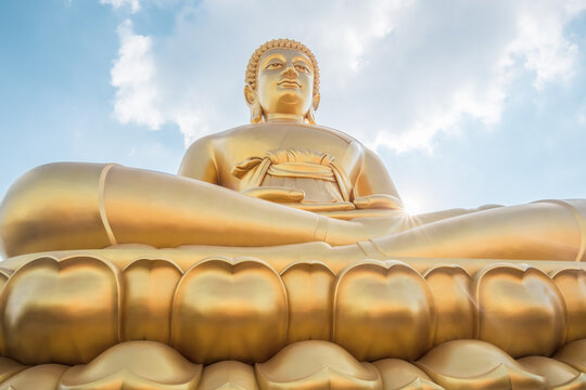 Scenery of the Buddha statue at Wat Paknam in Bangkok, Thailand