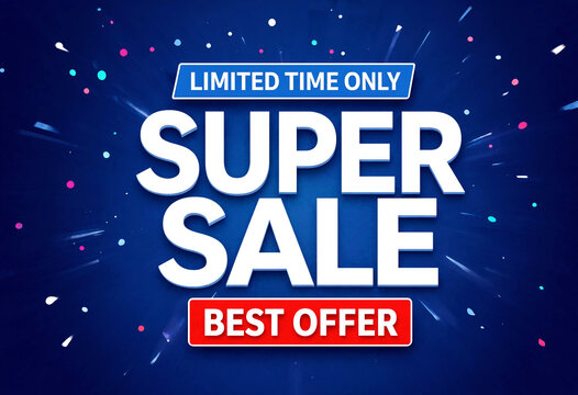 Eyecatching limited time super sale banner with best offer text and cosmic background design