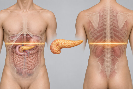 Pancreas Location Through Front and Back Anatomy