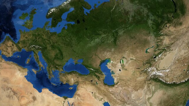 Cinematic 3D Earth Globe Orbital Zoom into Volgograd Region, Russia Borders