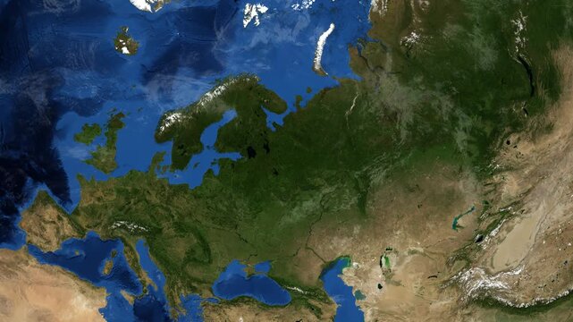 Cinematic 3D Earth Globe Orbital Zoom into Vologda Region, Russia Borders