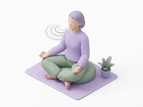 Person sitting calmly practicing deep breathing and mindfulness with soothing airflow rings