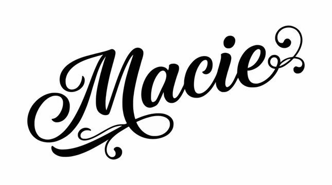 Macie bold decorative calligraphy name lettering feminine cursive typography vector design