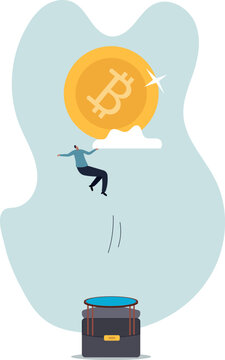 Bitcoin price rebound, crypto currency bounce back to rising up after falling down .life and employment of people.flat design.