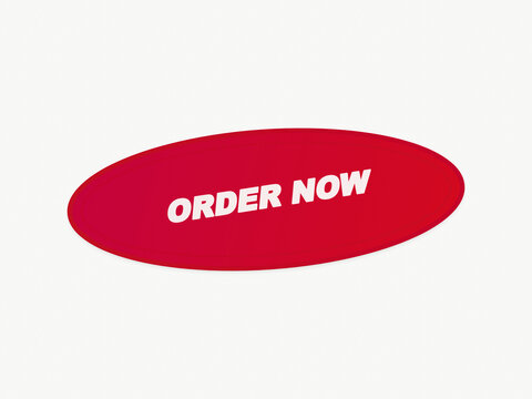 A bold red oval button featuring the text ORDER NOW in white, designed as a clear call to action for e-commerce websites, digital marketing campaigns, and online sales.
