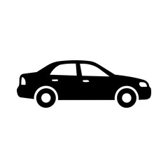 Obraz premium Black Car Silhouette Icon Isolated on White Background