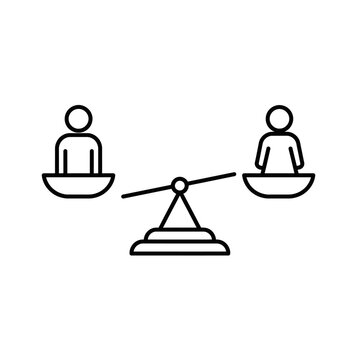 People on a seesaw representing balance and equality.