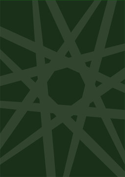 Abstract dark green background vector with overlapping lighter green lines creating a central geometric dodecagon, perfect for modern digital wallpaper, graphic covers, and aesthetic designs.