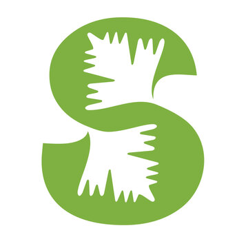 Letter S with leaf, nature logo design concept.