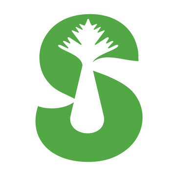 Letter S with leaf, nature logo design concept.