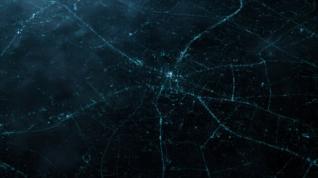 Aerial Night View of Illuminated City Road Network