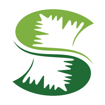Letter S with leaf, nature logo design concept.