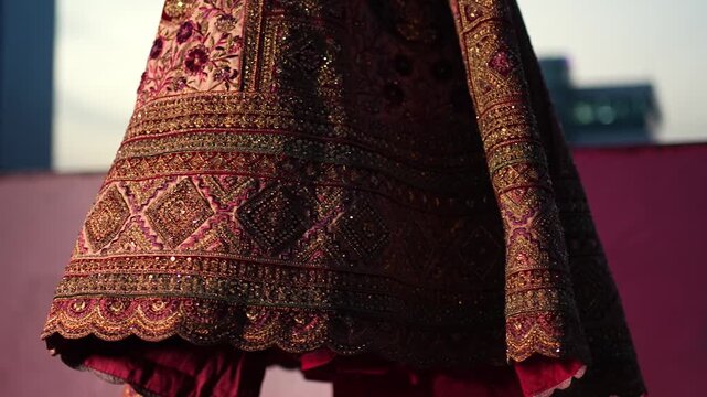 Indian bride wearing a traditional embroidered lehenga at a wedding in Ghaziabad