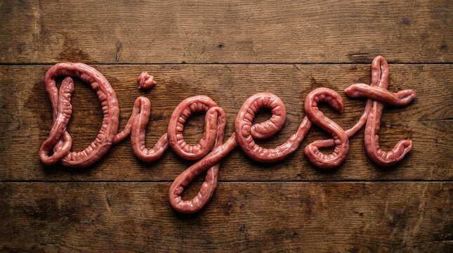 Creative Wordplay With Sausage On Rustic Wood Background