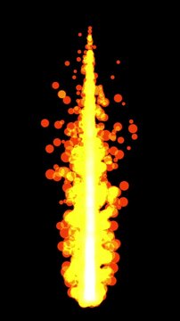 Cartoon Fire Stream on Black Background for Video Editing, Overlays, Motion Graphics, Animation, Visual Effects, Design Projects, Vertical Video, Stock Footage and Media