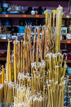 Wax candles for sale next to Sioni Cathedral, Tbilisi, Georgia, Asia