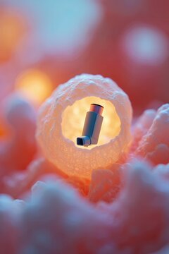 Asthma Inhaler Inside Abstract Biological Cell