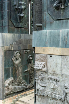 The Chronicles of Georgia monument, inaugurated in 1985 during the late Soviet era, features a Brutalist/monumental style, Tbilisi, Georgia