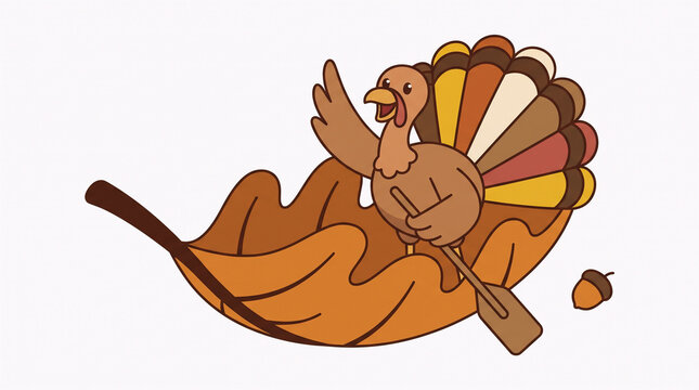 The turkey is driving the boat. 