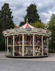 Traditional Vintage French Carousel Merry-Go-Round on City Square © Sonny
