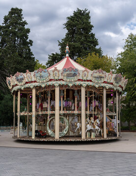 Traditional Vintage French Carousel Merry-Go-Round on City Square
