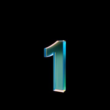 Looped 3D animation on a transparent background. The jumping digit is made of glass.