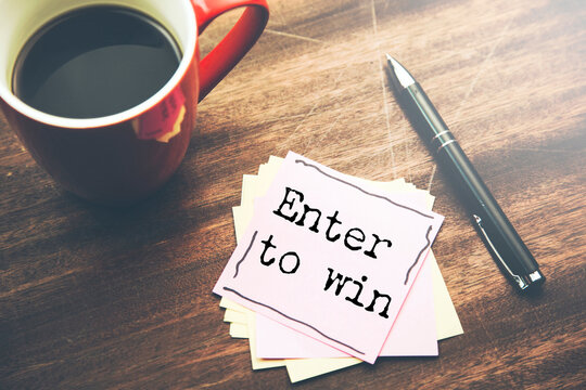 Enter to win text on paper