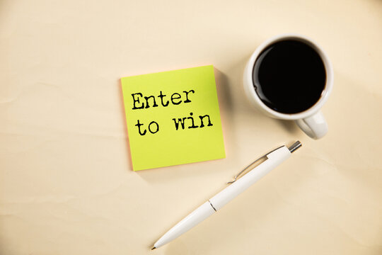 Enter to win text on paper