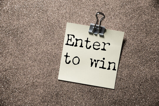Enter to win text on paper