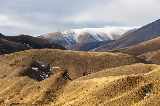 Scenic view of mountain layers in New Zealand.