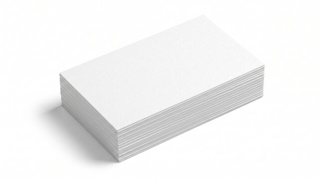 Stack of blank white business cards ready for printing with clean copy space
