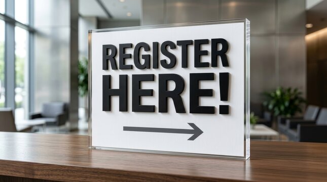 Register Here Sign for Event Registration and Business Services