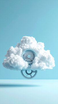 Abstract technology concept with cloud gear mechanism and copy space 6