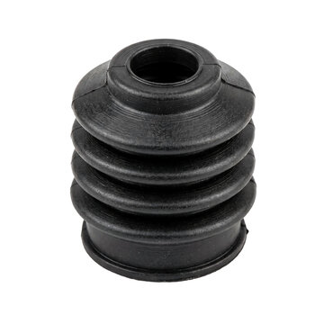 Black rubber cv joint boot isolated on a pure white background provides essential protection for automotive suspension and steering components