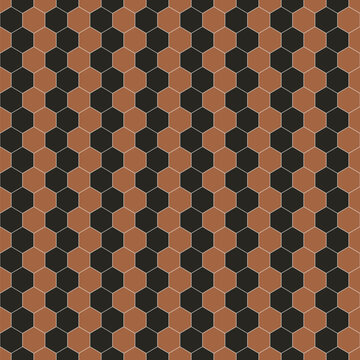 Patr&oacute;n de panal geom&eacute;trico sin costuras en terracota y pergamino