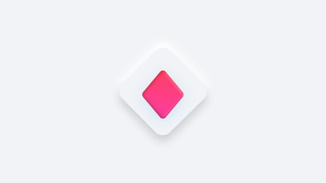 Six white 3d tiles with pink diamond icons on white background