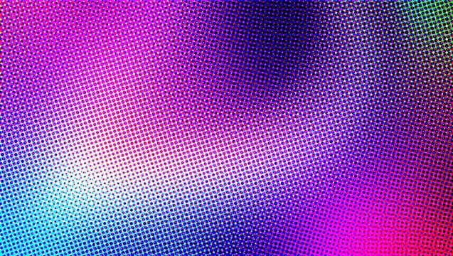 Abstract background digital halftone pattern with vibrant neon colors and dot matrix design