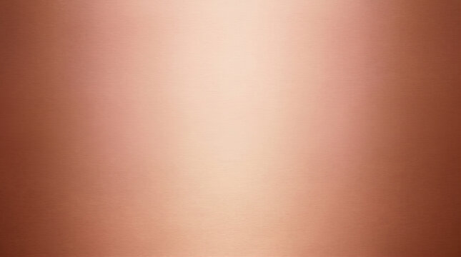 Polished copper metal texture background with a smooth brushed finish and soft central light gradient