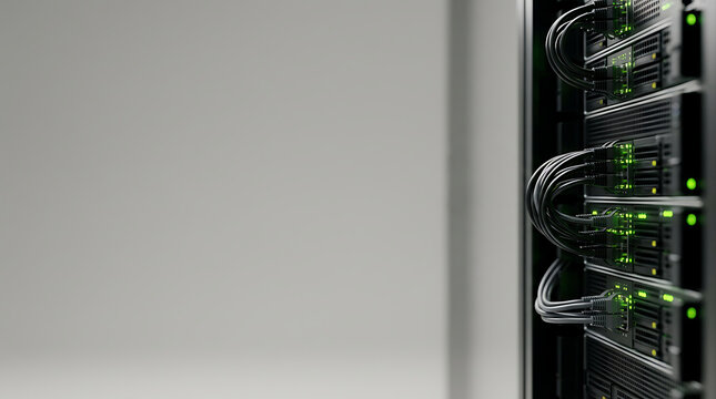 Optimized server racks with active network connections, crucial for scalable video hosting, data security, and efficient information technology solutions