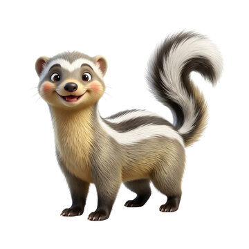 Striped polecat isolated on white background