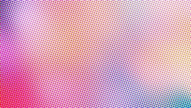 Abstract halftone pattern background with vibrant colorful dot matrix texture and retro pop art style