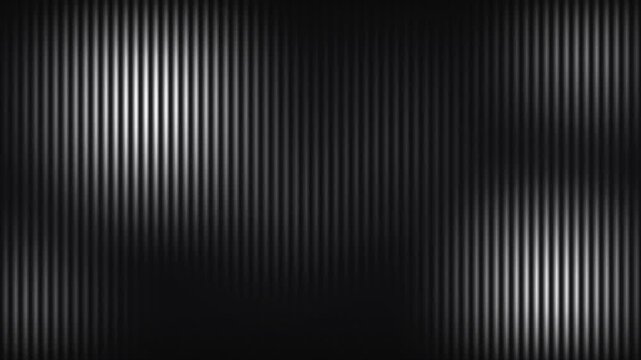 Black and white fluted glass background with vertical ribbed light reflections shifting, monochrome minimal abstract texture, elegant premium backdrop