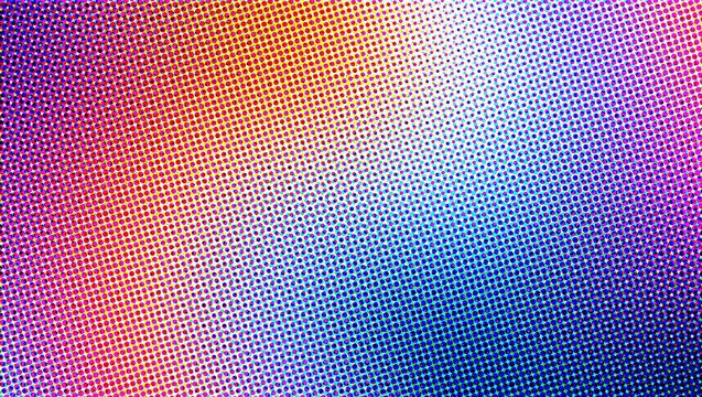 Abstract halftone background with vibrant multicolored dotted pattern and color gradient