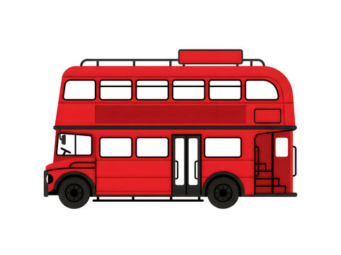 clean vector illustration of a red london double decker bus with white windows on a checkered background.